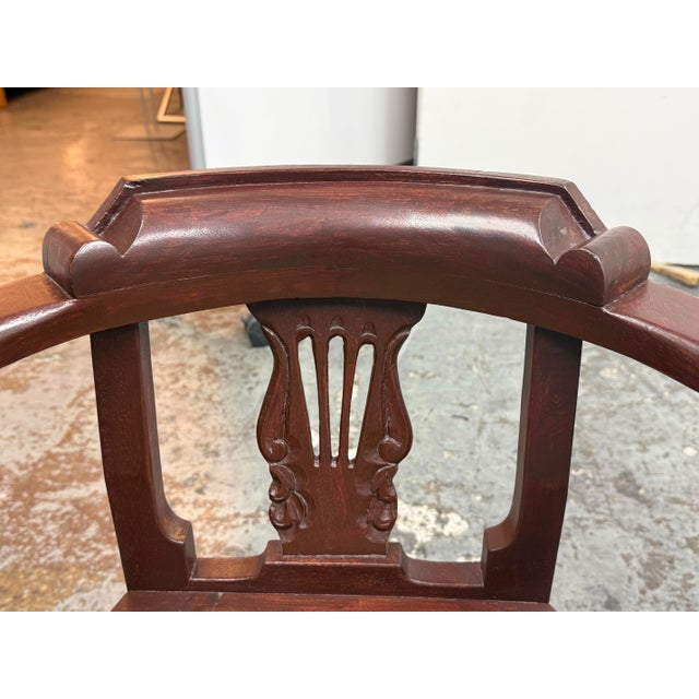 Wood Anglo-Indian Lyre-Back Arm Chairs, Pair For Sale - Image 7 of 12