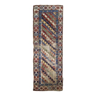 1870s, Handmade Antique Distressed Caucasian Gandzak Rug 3.2' X 8.10' For Sale