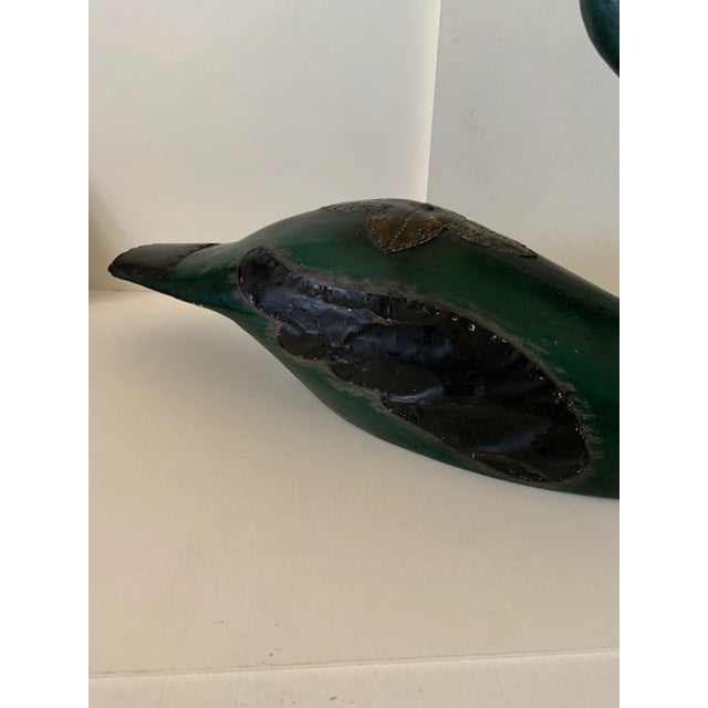 Green 1960s Folk Art Goose Carving For Sale - Image 8 of 11