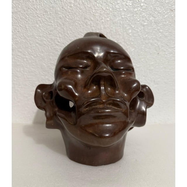 Colin Webster Watson, New Zealand Modernist Abstract Bronze Maori Head Sculpture Colin Webster Watson, 1967 For Sale - Image 13 of 16