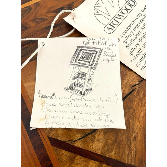 1970s Studio Craft Pedestal Side Table by Jim Hessel for Artwood Gallery, Northwest Modern Woodworking For Sale - Image 12 of 12