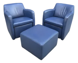 1990s Swiveling Leather Club Chairs & Ottoman by Schillig, Germany