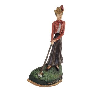 Vintage Mid Century Lady Golfer Painted Doorstop