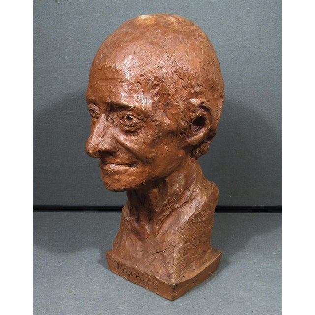 Vintage 1980 Hand-Sculpted Voltaire Portrait Bust Signed For Sale In Austin - Image 6 of 15