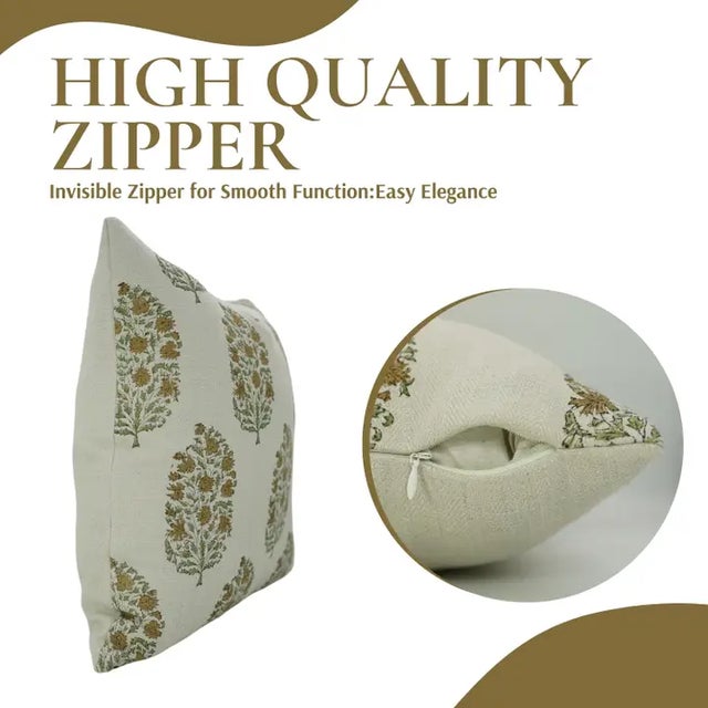 The Virat cushion cover showcases a commanding hand block print that draws from traditional Indian design with a...