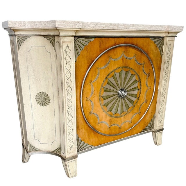 Neoclassical Late 20th Century Italian Neoclassical Style Hand-Painted Console Cabinet or Commode For Sale - Image 3 of 15