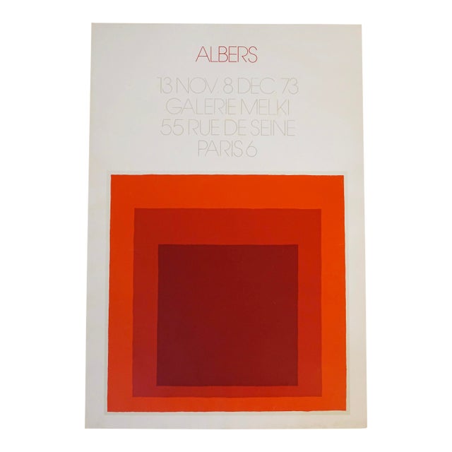 Vintage Josef Albers 1973 Square Modernist Silkscreen Print Paris Exhibit Poster For Sale