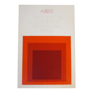 Vintage Josef Albers 1973 Square Modernist Silkscreen Print Paris Exhibit Poster