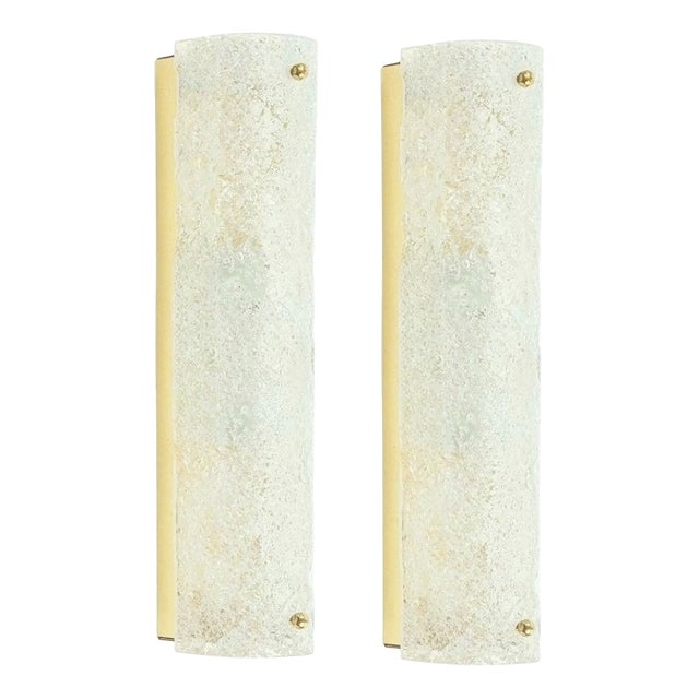 Mid-Century Modern Tubular Murano Glass Wall Lamps from Hillebrand, Germany, 1970s, Set of 2 For Sale