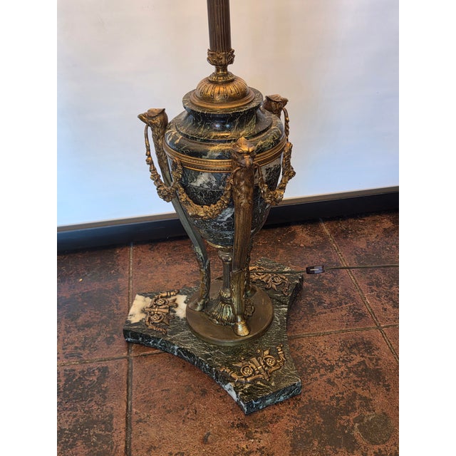 French Empire Ostriches Neoclassical Napoleonic Floor Lamp Marble, Bronze and Metals For Sale - Image 17 of 17