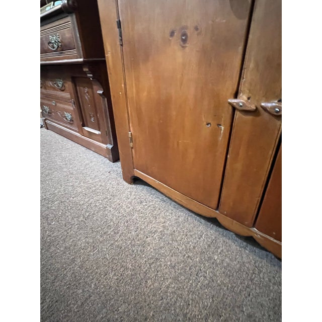 Wood Late 19th Century Primitive Wide Plank Pine Step Back Cupboard For Sale - Image 7 of 12
