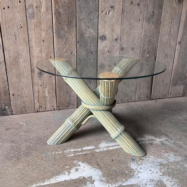 Vintage Side Table in Faux Bamboo with Glass Top, 1980s For Sale - Image 11 of 13
