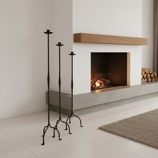 The Architectural Spindle Trio: Tall Floor Candelabra Set ️ Make a statement with height and refined simplicity. The Hand-...