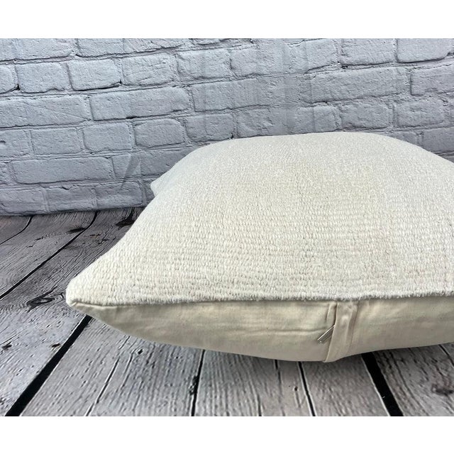 20 x 20 Hemp Pillow Turkish Cushion Natural Grayish White Pillow Cushion Cover For Sale - Image 4 of 4