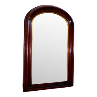 Large Antique Arched Top Deep Well Walnut Gold Gilt Hall Pier Mirror For Sale