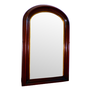 Large Antique Arched Top Deep Well Walnut Gold Gilt Hall Pier Mirror