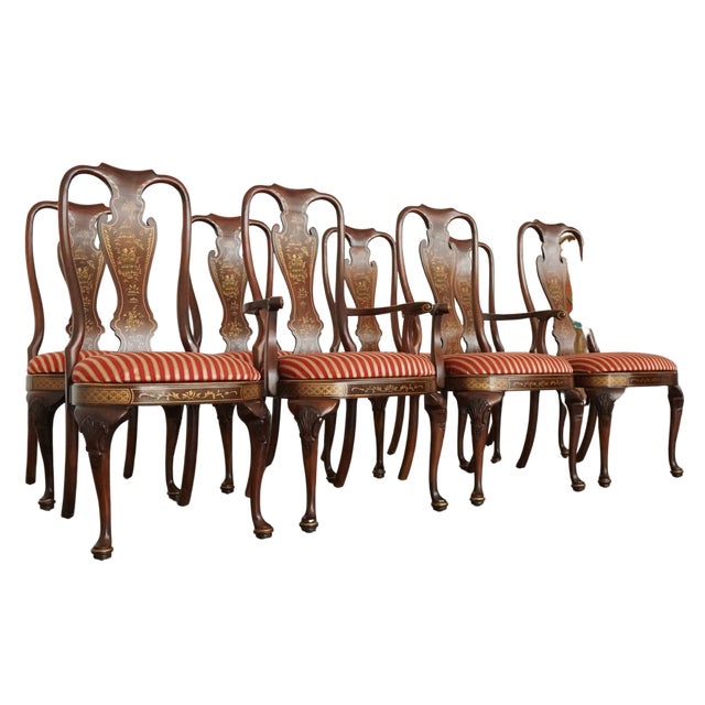 Chinoiserie Vintage Drexel Heritage Chinoiserie Dining Chairs (Set of 8) For Sale - Image 3 of 17