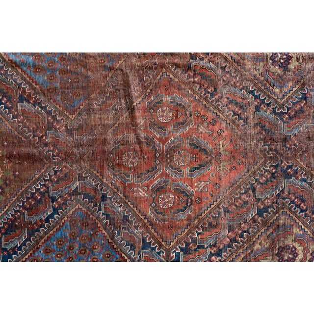 1880s, Handmade Antique Persian Khamseh Distressed Rug 6.8' X 16.6' For Sale - Image 9 of 12