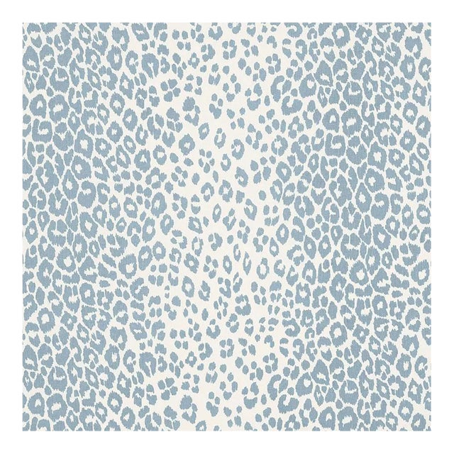 Sample, Schumacher Leopard Fabric in Sky For Sale