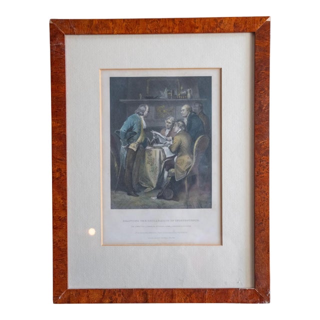 Signing of the Declaration of Independence Framed Print 19th Century Hand Colored Engraving Benjamin American History For Sale