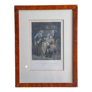 Signing of the Declaration of Independence Framed Print 19th Century Hand Colored Engraving Benjamin American History