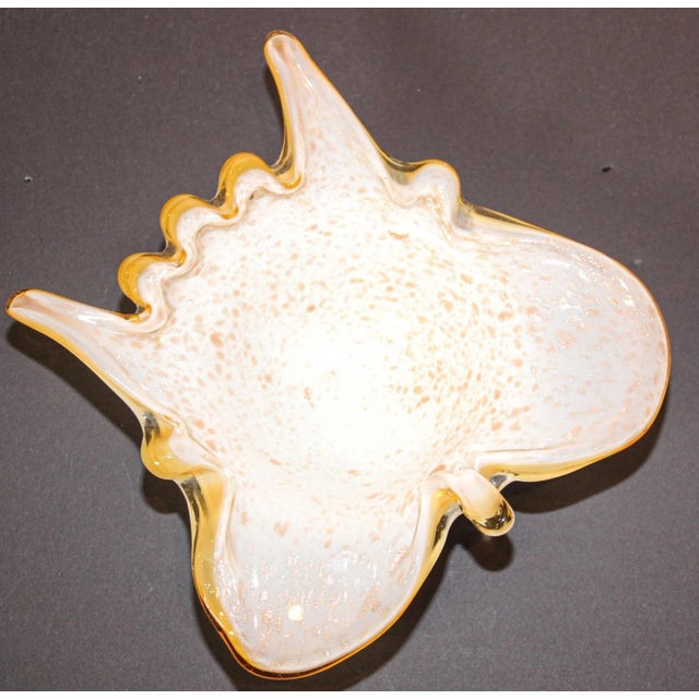 Vintage Murano Opal & Gold Aventurine Art Glass Bowl Ashtray Fratelli Toso Italy For Sale - Image 13 of 13