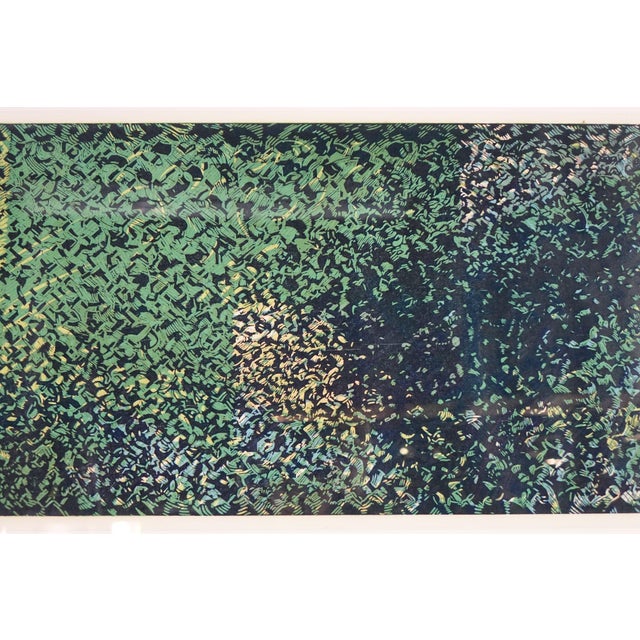 Abstract Large Lithograph 15/30, Signed - 47” x 25” This striking abstract lithograph offers a captivating interplay of...