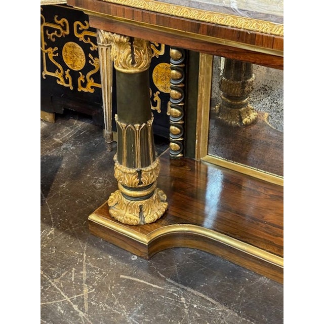 Wood 19th Century English Regency Rosewood Console With a Marble Top For Sale - Image 7 of 7