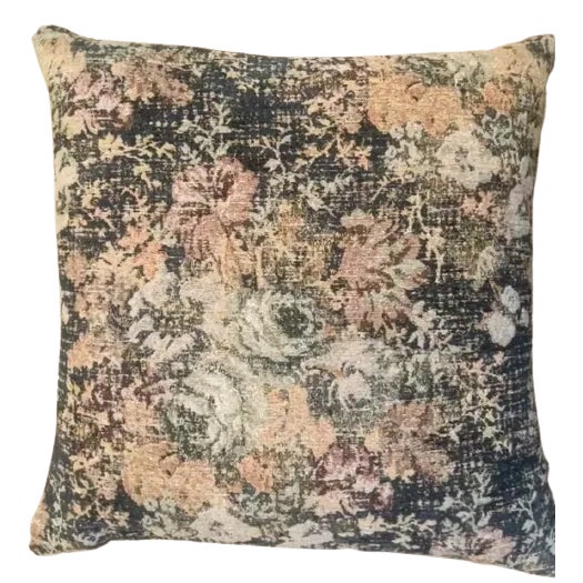 Traditional Distressed Floral Bohemian Tapestry Throw Pillow For Sale - Image 3 of 5