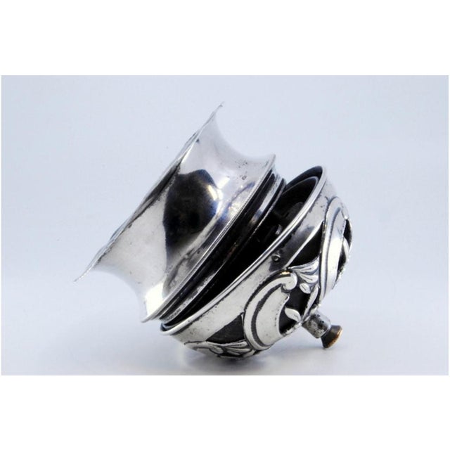 Spiral Silver Bell with Cut-Out, Floral Motifs and Interior Mechanism For Sale - Image 6 of 10