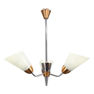 Mid-Century Pendant Light in Copper and Chrome, Czechoslovakia, 1970s For Sale