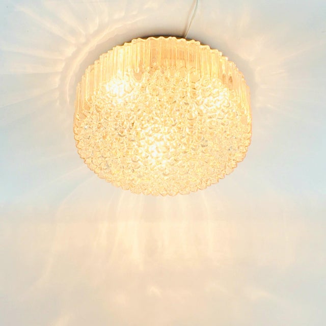 Large Mid-Century Modern Amber Bubble Glass Flush Mount by Helena Tynell for Limburg, Germany, 1970s For Sale - Image 4 of 8