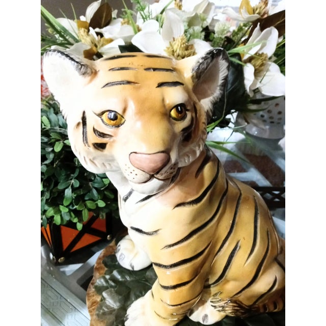 1990s Vintage Plaster Tiger Decorative Statue For Sale - Image 5 of 8