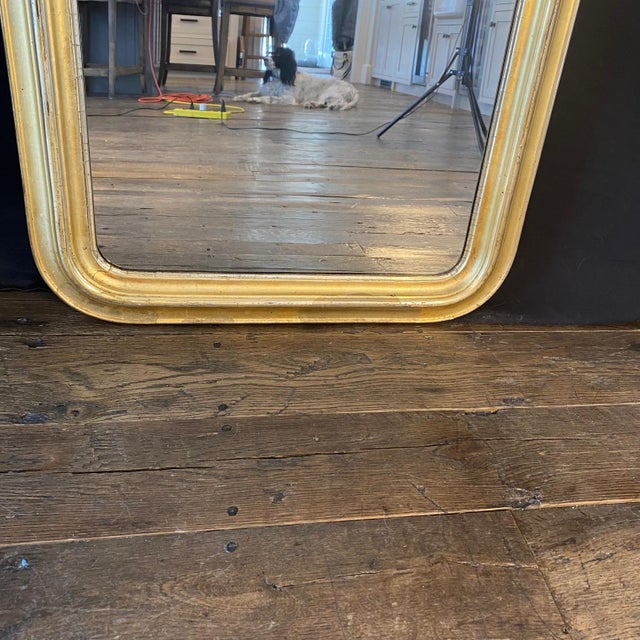 Gold 19th Century French Louis Philippe Style Gold Gilt Mirror With Arched Top For Sale - Image 8 of 9
