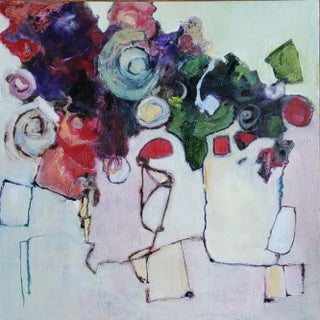 Abstract Expressionist Oil Painting, "Happy Home" by Lynn Christian, 2022 For Sale