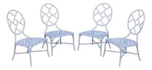 Faux Bamboo Vintage Set Of Four Cast Aluminum Patio Garden Dining Chairs
