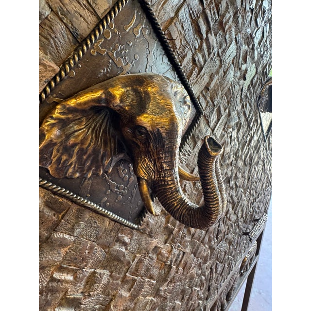 1970s Vintage Maitland-Smith Lighted Elephant Bar Cabinet For Sale In Greenville, SC - Image 6 of 14