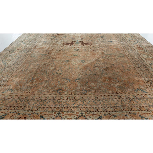 Textile One-of-a-kind Antique Persian Kirman Animal, Botanic Carpet For Sale - Image 7 of 7