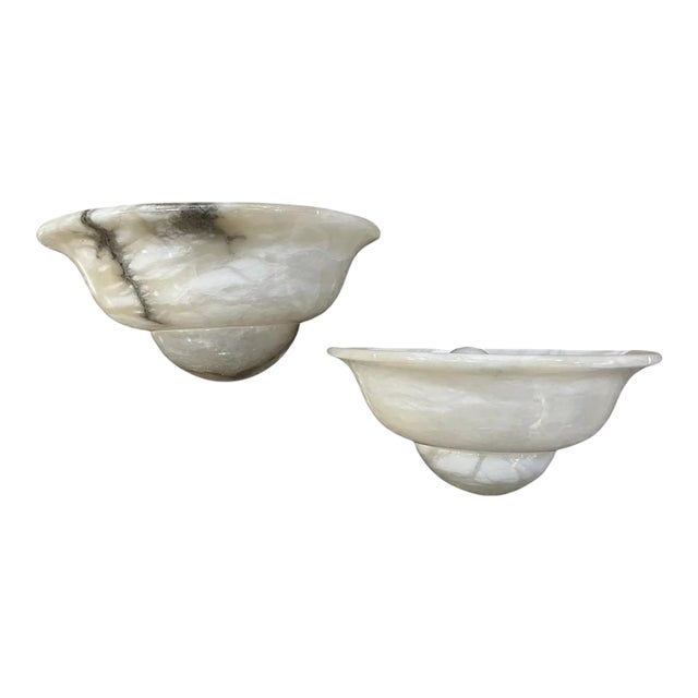 1950 Alabaster Shell Shape Sconces - a Pair For Sale