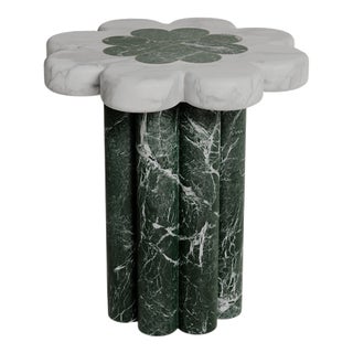 Marbelle Side Table in Green Marble and Brass by Esther Knopfler For Sale