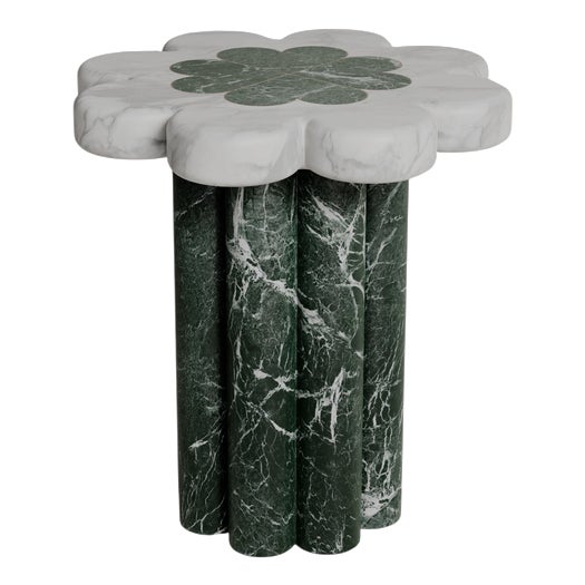 Marbelle Side Table in Green Marble and Brass by Esther Knopfler For Sale