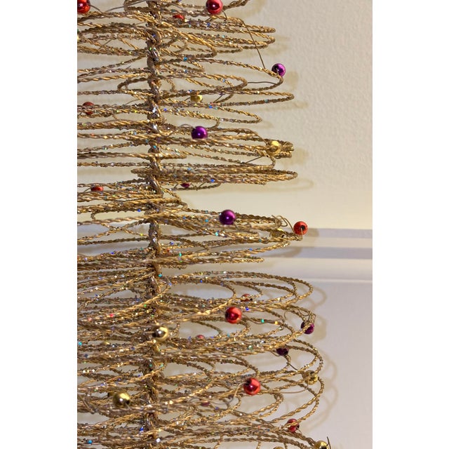 Vintage Gold Wire Beaded Christmas Trees – Set of 2 (20” Each) For Sale - Image 9 of 11