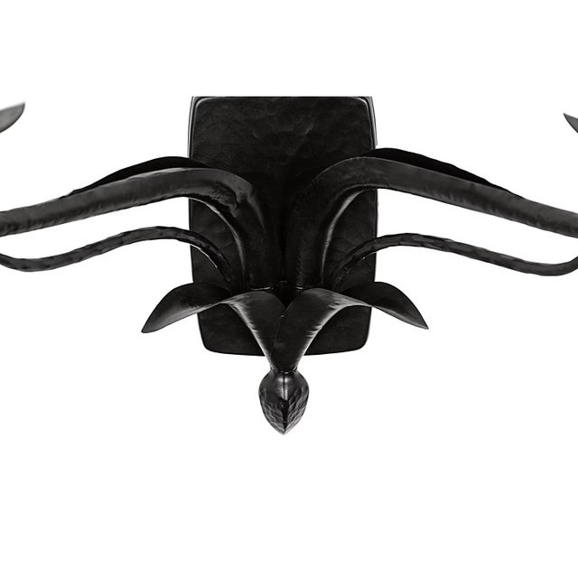 Metal Chapman & Myers for Visual Comfort Signature Amalfi 15" Double Sconce in Waxed Black with Linen Shades For Sale - Image 7 of 15
