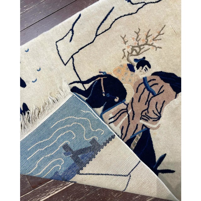 Antique Art Deco/Peking Rug 2'7" X 5', Pictorial Design, C-1940's #17409 For Sale - Image 4 of 10