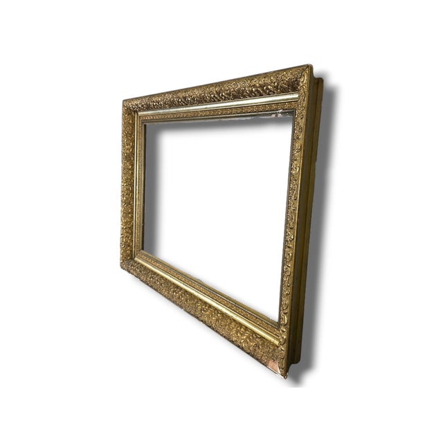 Wood Antique Wood and Gesso Giltwood Picture Frame For Sale - Image 7 of 9