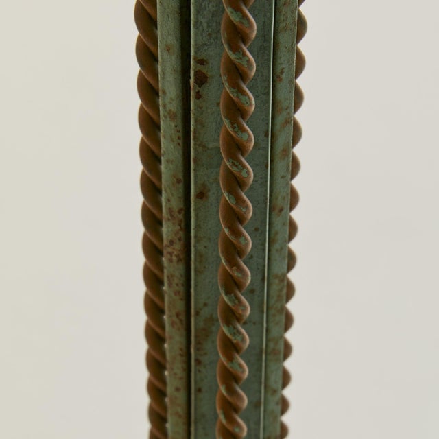 Metal 1940s French Verdigris Wrought Iron Floor Lamp with Shade For Sale - Image 7 of 8