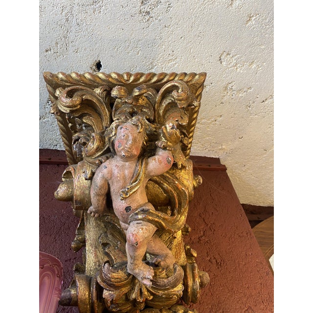 Wood Antique Corbels in Walnut, Set of 2 For Sale - Image 7 of 16