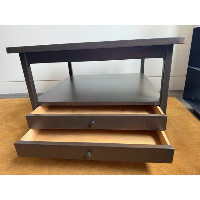 Milo Baughman Pair of Vintage Milo Baughman Style End Tables in Dark Walnut (C. 1960s) For Sale - Image 4 of 9