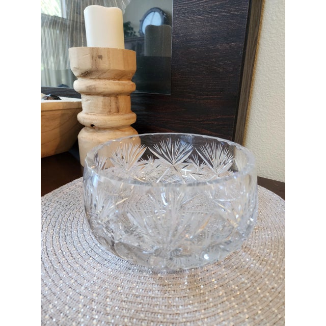 Vintage Crystal Cut Round Bowl For Sale - Image 10 of 12