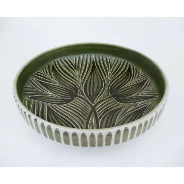 Vintage C.1970's Scandinavian Norwegian Original Hand-Painted & Numbered Matte Glazed Clay Pottery Large Display Charger For Sale - Image 13 of 13